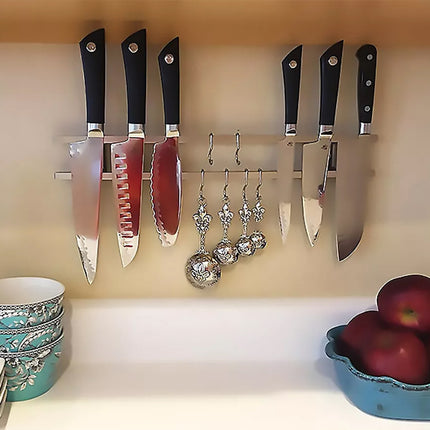 Stainless Steel Magnetic Knife Holder Wall Strip Kitchen Utensils Storage Rack
