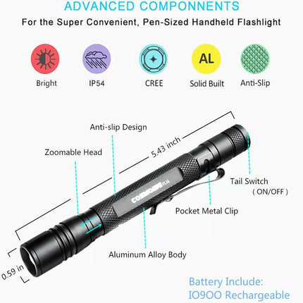 Rechargeable 395nm UV Lights 10900 Battery Tactical LED Black Light Flashlight
