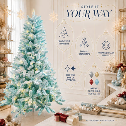 180cm Ice Blue Artificial Christmas Tree 240 LEDs Lighted Spruce Indoor Modern Decor PET