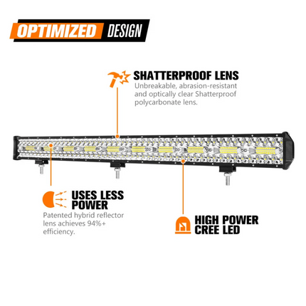 28inch CREE LED Light Bar Spot Beam Triple Row Work Driving Lamp 28" 4WD