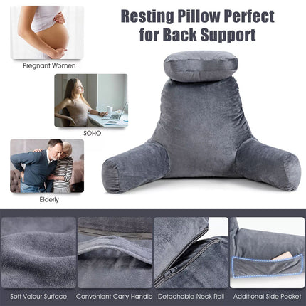 Bed Rest Pillow Reading Pillow Back Support w/ Detachable Neck Roll &amp; Covers