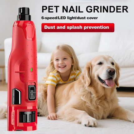 Dog Nail Grinder Quiet - (45db) 6-Speed Pet Nail Grinder with 2 LED Lights for L