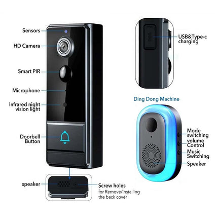 Wireless Video Doorbell WiFi with Phone App and Camera Monitor