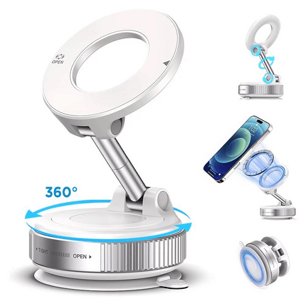 Foldable Car Phone Holder Vacuum Magnetic Suction 360° Rotate Windshield Screen