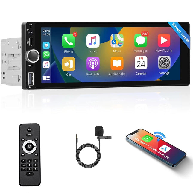 6.9inch Wireless Apple CarPlay Car Stereo FM Radio HD Touch Screen BT/USB/TF
