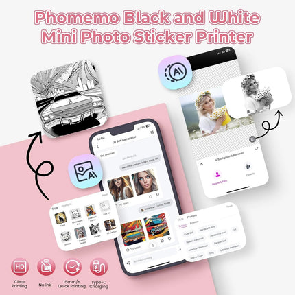 T02 Mini Pocket Bluetooth Thermal Printer Wireless Photo Inkless Sticker Pink