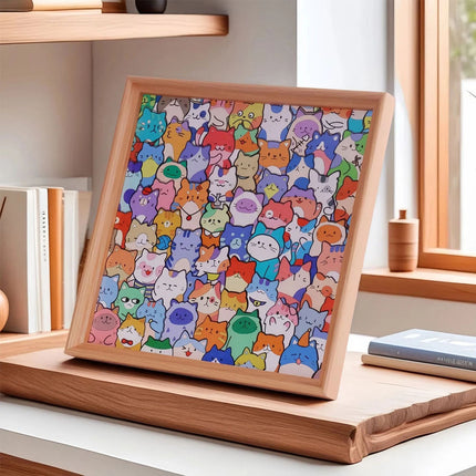 DIY Wooden Cat Puzzle Frame, Wooden Coloring Puzzle, Cat Puzzles Decor