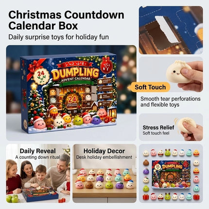2026 Christmas Squishies Advent Calendar, 24 Days Dumpling Toys Countdown Gift
