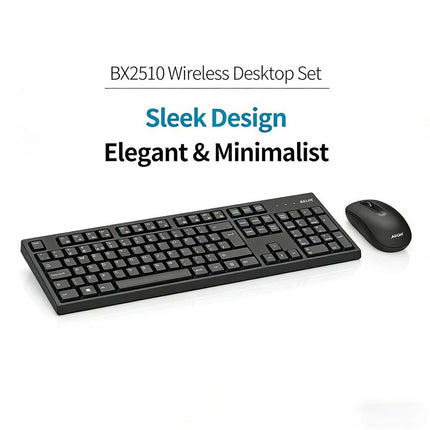 Aikun Bx2510 Wireless Keyboard and Mouse Combo Set 2.4G Cordless Optical for PC