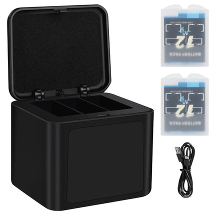 3-Slot Battery Charger For GoPro HERO 9 10 11 12 w/ 2*2000mAh Batteries