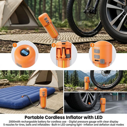Portable Air Pump for Inflatables 430L/min Ultra Fast Air Mattress Pump, 2000 MA