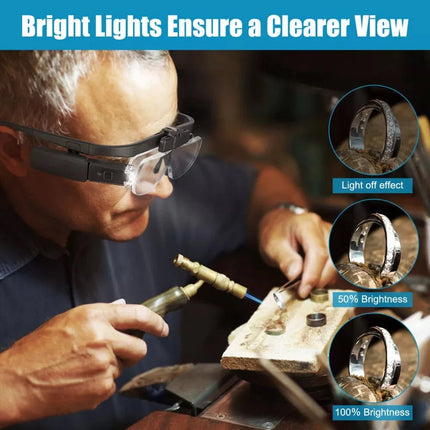 450% Magnifier Glasses W/ Led Light Magnifying Glasses Loupes Reading Sewing
