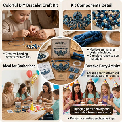 DIY Beaded Bracelet Making Kit,3D Animal Bead Craft Kit Octopus