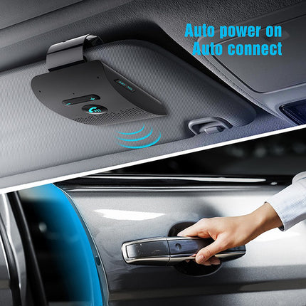 Car Bluetooth Handsfree Speaker Kit with Sun Visor Clip Mount Black Car Audio Receiver Clip-on Device