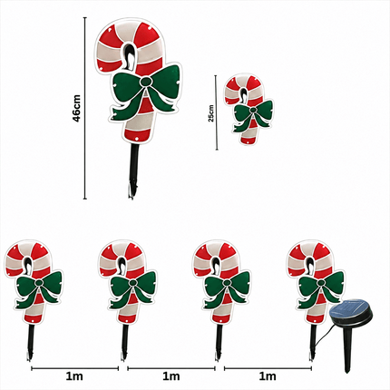 4 Pieces 40 LED White PVC Candy Cane Solar Christmas Garden Lights