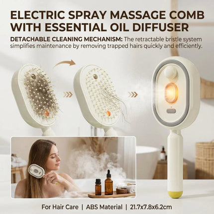 Beige Electric Scalp Massage Comb Red Light Hair Care Brush Rechargeable Head Massager