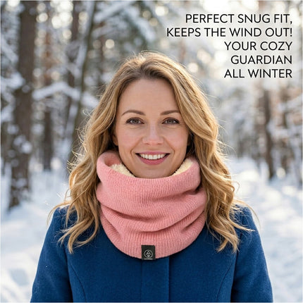 For Women Men Neck Warmer Tube Winter Knitted Scarf Thermal Warm Thicken Chunky Pink
