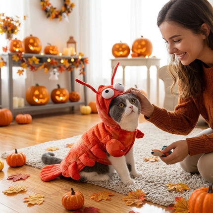 Dog Lobster Costume Pet Cat Party Clothes Halloween Cosplay Dress, Puppy Red