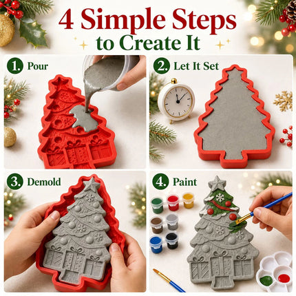 DIY Christmas Tree Resin Mold And Paint Craft Kit Reusable 3D Casting Molds
