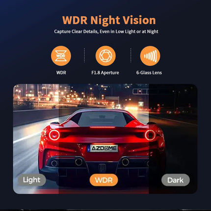AZDOME M17 Pro Dash Cam Voice Activated Front Rear Wifi 64GB Card Loop Recording