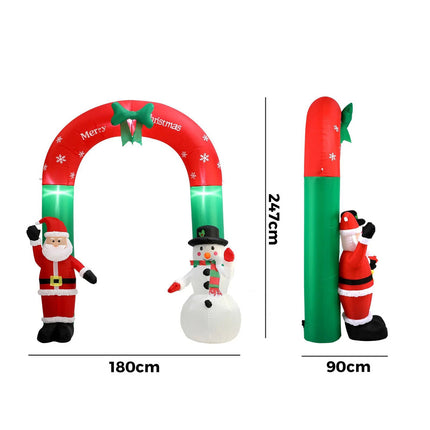 2.4M Christmas Inflatable Archway Xmas LED Lights Outdoor Decoration