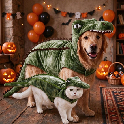 Novelty Alligator Dog Cat Outfit Plush Dog Crocodile Suit Halloween Pet Costume