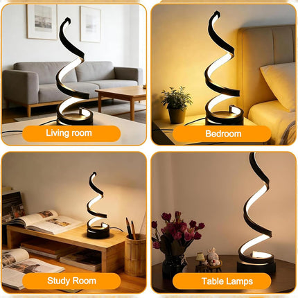 LED Table Lamp Dimmable USB Desk Light Bedside Reading Night Light Spiral Lamp