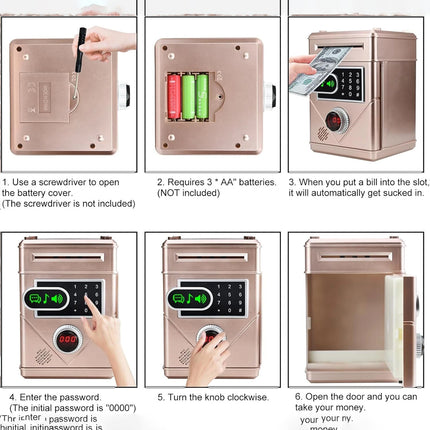 Automatic Electronic Piggy Bank Password ATM Money Box Cash Coin Saving Box Gift