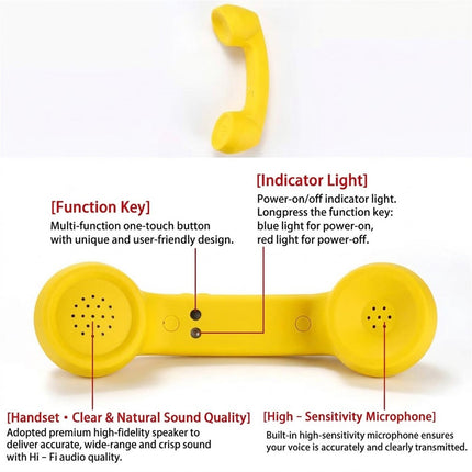Cordless Telephone Handset Retro Wireless Mobile Phone Receivers Yellow
