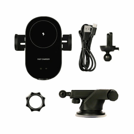 Auto Clamp Wireless Car Charger 15W Fast Charging Phone Holder Windscreen