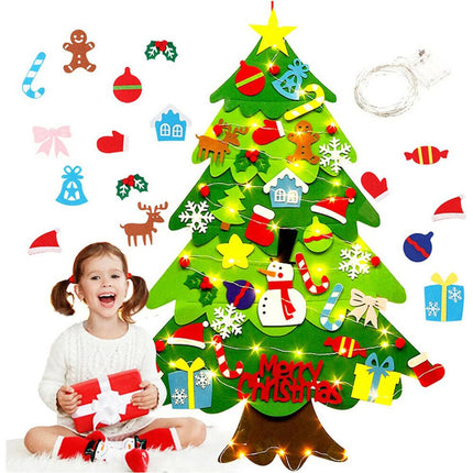 Felt Christmas Tree Set DIY with 32pcs Removable Ornaments Xmas Hand Craft Decor