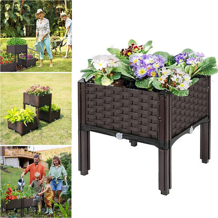 1Pcs Raised Garden Bed Planter Box Outdoor Herb Flower Vegetable Plastic Grow Pot