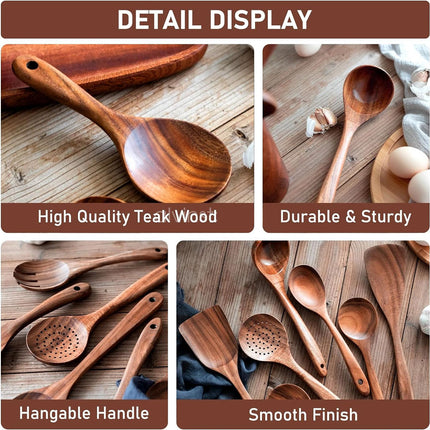 Wooden Utensils Set For Kitchen Messon Handmade Natural Wooden Cooking Spoons