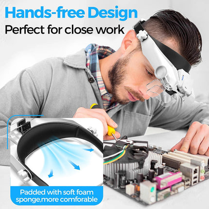 5 Lens Adjustable Headband Magnifier Head Magnifier Hands Free Magnifying Glass