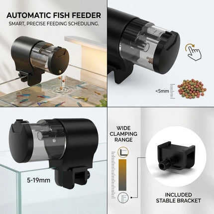Automatic Fish Feeder 100ML Capacity Battery Operated for Aquarium Fish Tank