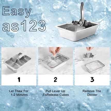 Stainless Steel Ice Cube Tray 6 Slot Removable Ice Cube Maker with Handle