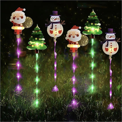 6PCS Solar Star Snowflake Lawn Stake Lights for Christmas Outdoor Yard Decor