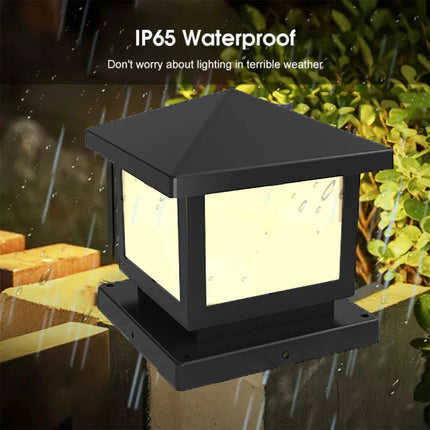 Solar Waterproof LED Post Cap Lights Outdoor Column Headlight Pillar Fence Light   （A）