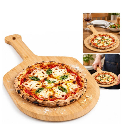 Pizza Peel, Wooden Pizza Paddle with Smooth Long Handle, Nonstick Serving Tray