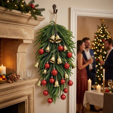Glitter Baubles Artificial Pine Christmas Hanging Entryway