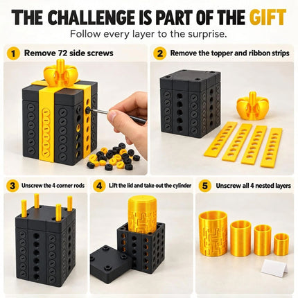 2027 Upgrade Annoying Gift Box, Multi Layer Nesting Screw Gift Box