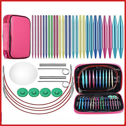 13 Size Aluminum Circular Knitting Needles Set Interchangeable Crochet Hooks