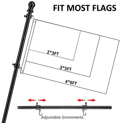 1.8M Telescoping Flag Pole Kit for House Stainless Steel Flag Pole Holder