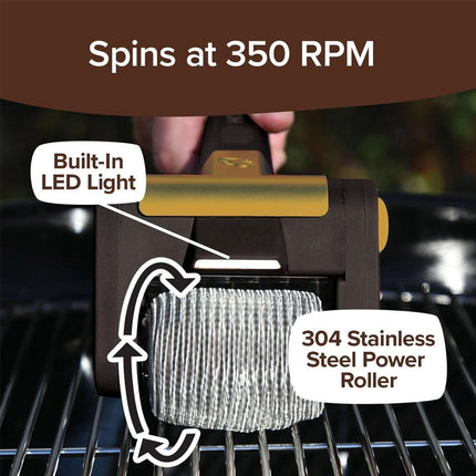 Electric BBQ Grill Brush Cordless Scrubber with LED Light Handle Bristle Cleaner
