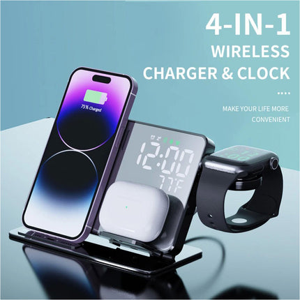 4 in 1 Foldable Wireless Charger Fast Charging Station for Watch iPhone Earphone