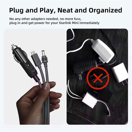 5M 3 in 1 100W USB C DC Plug Car Charger Power Cable For Starlink Mini Dish Antenna