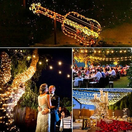 Solar String Fairy Lights Outdoor LED Party Wedding Christmas Decor Splash Resistant 2pack 200LED 22M Warm White