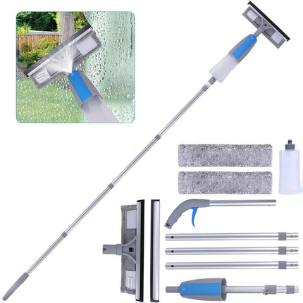 Extendable Window Cleaner Kit Telescopic Glass Cleaning Pole Long With Squeegee