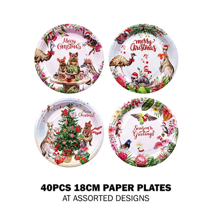Christmas Disposable Tableware Set Paper Plates Cups Napkins Party Supplies