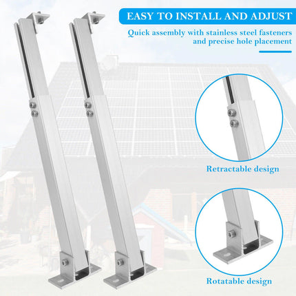 2Pcs Solar Panel Tilt Mount Brackets RV Flat Surface Mounting Set Adjustable